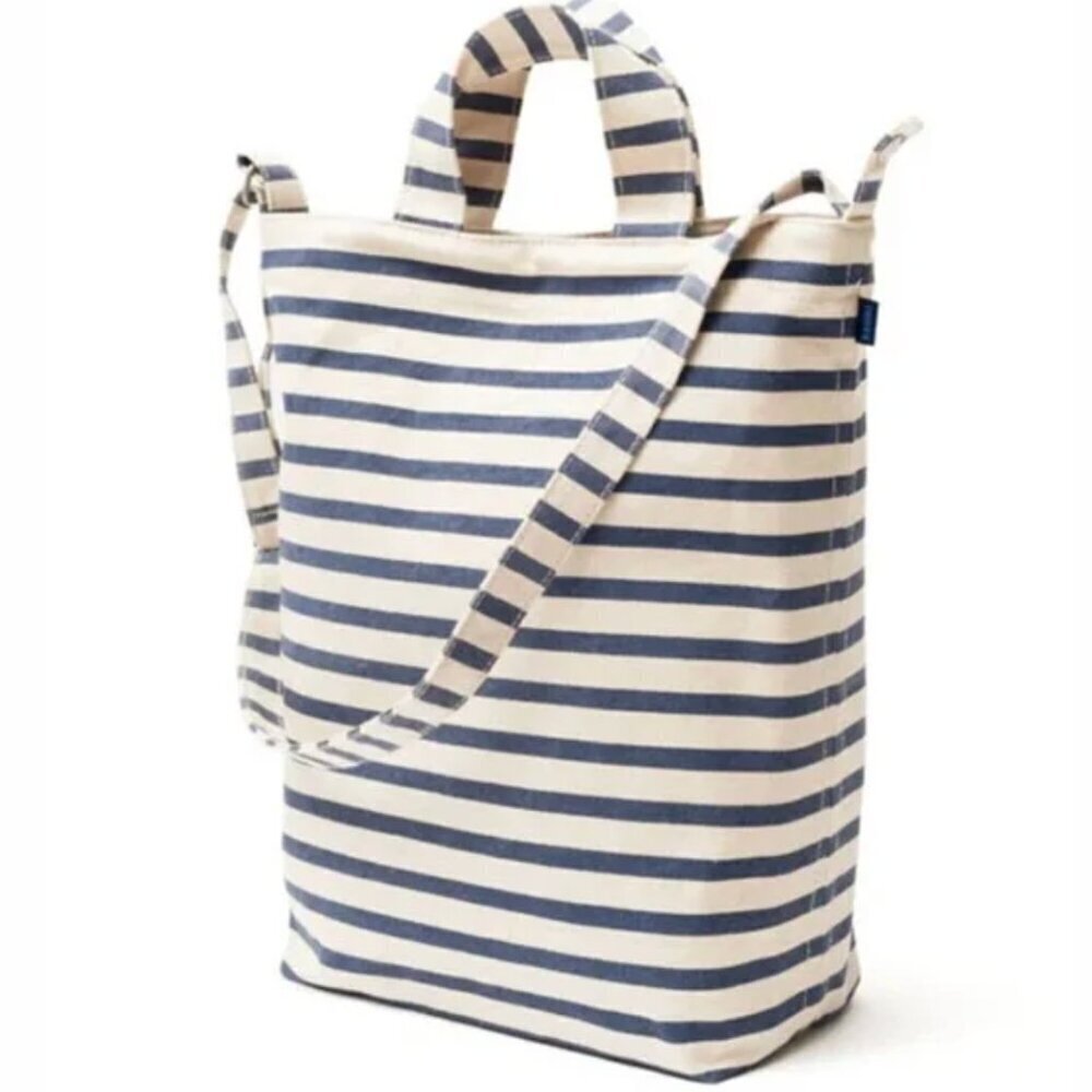 Baggu Duck Bag Navy and White Stripe Canvas Tote Bag